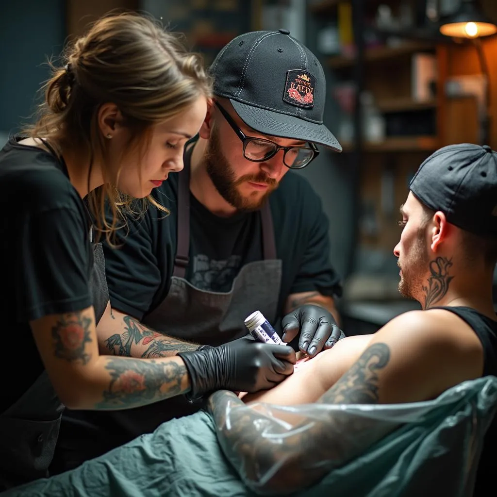 Taller de tatuajes en acción